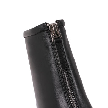 Bottes en cuir à talon épais
