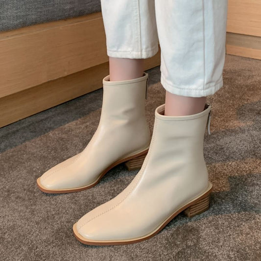 Bottes en cuir à talon épais